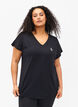 Loose training t-shirt with v-neck, Black, Model image number 0