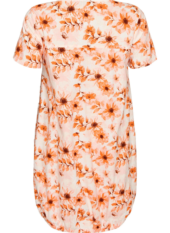 Short-sleeved cotton dress with print, Orange, Packshot image number 1