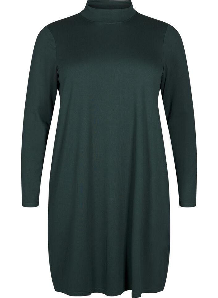FLASH - Long sleeve dress with turtleneck, Green, Packshot image number 0