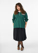 Knit blouse with polo collar and contrast stripes, Green, Model image number 1