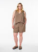 Sleeveless top with wrinkle details, Brown, Model image number 1