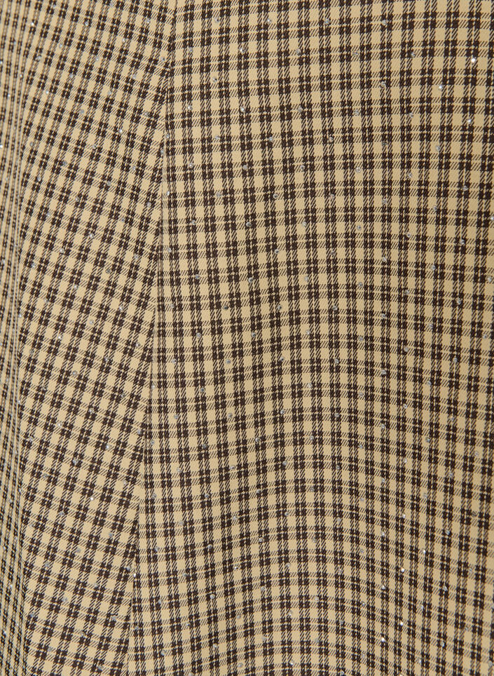 Skirt with a mini-check pattern and rhinestones, Brown, Packshot image number 2