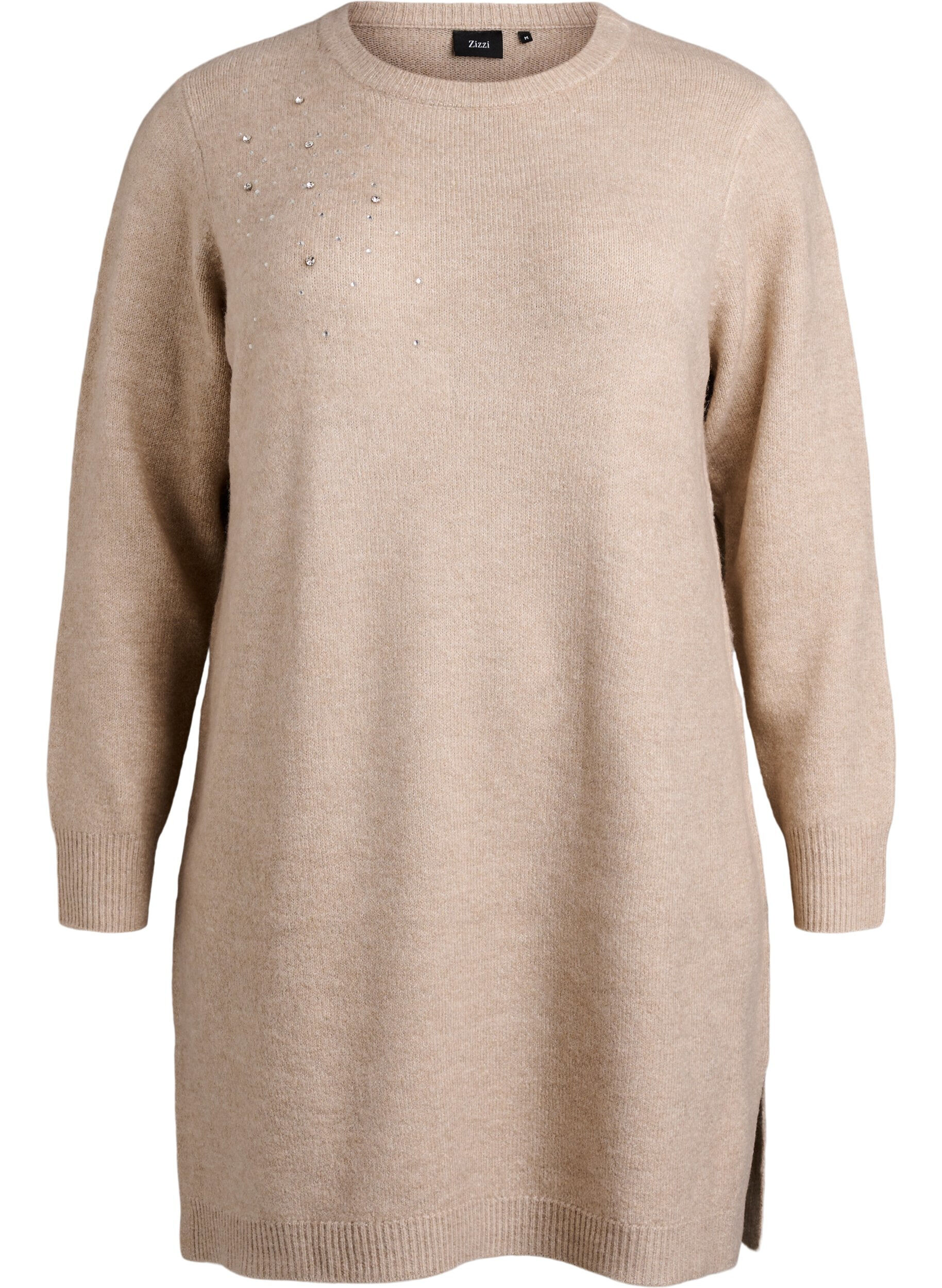 Short knit dress with rhinestones