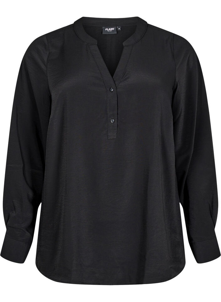 FLASH - Shirt blouse with long sleeves, Black, Packshot image number 0