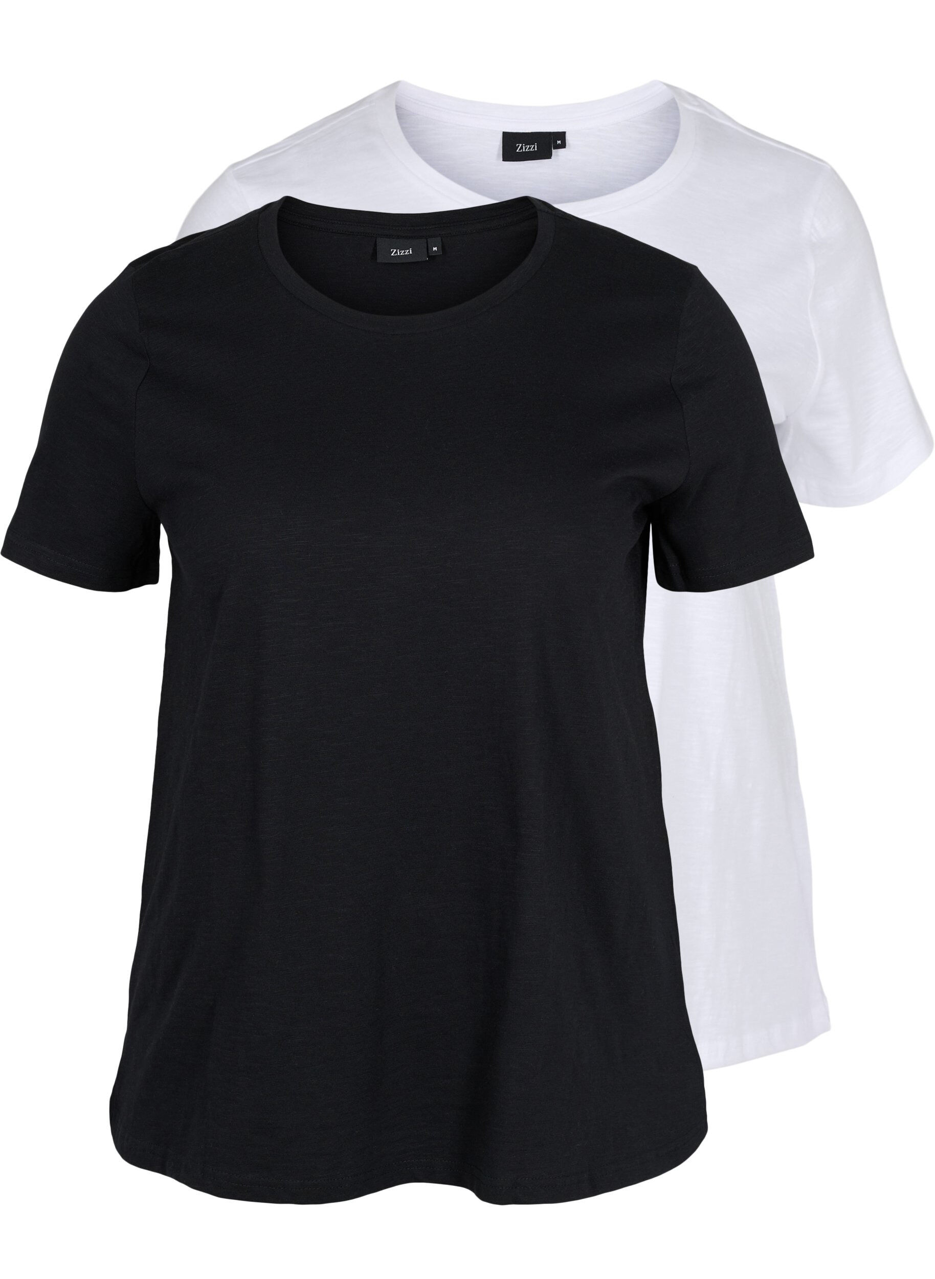 Zizzifashion Basics cotton t-shirt 2-pack, Black/B White, Packshot image number 0