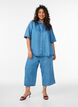 Lyocell culotte trousers with wide legs and denim look, Light Blue, Model image number 0