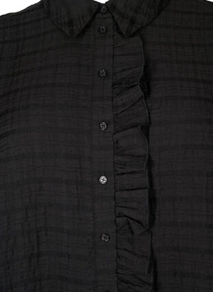 Shirt with structure and ruffle detail, Black, Packshot image number 2