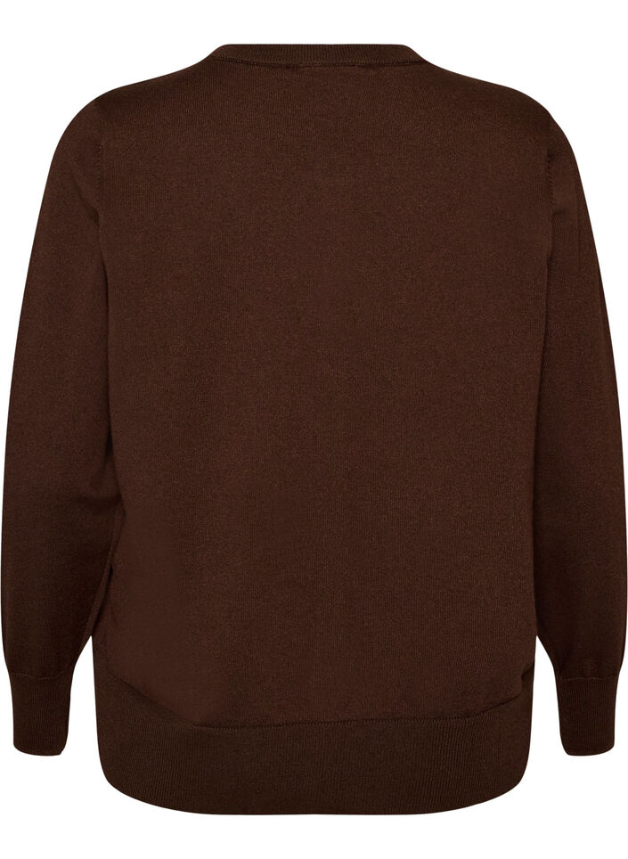 Fine-knit cardigan with round neck, Brown, Packshot image number 1