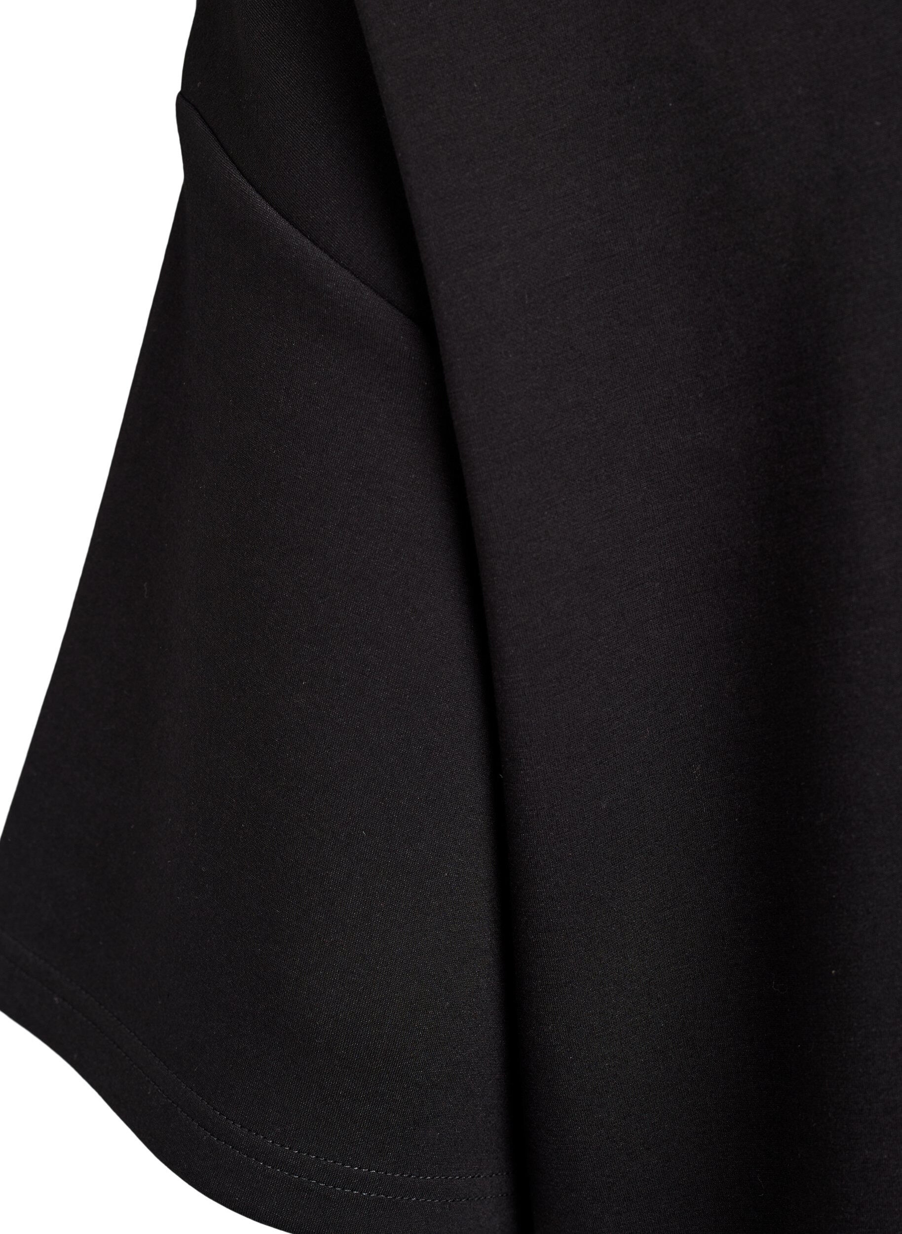 Zizzifashion T-shirt dress in jersey with side slits, Black, Packshot image number 3