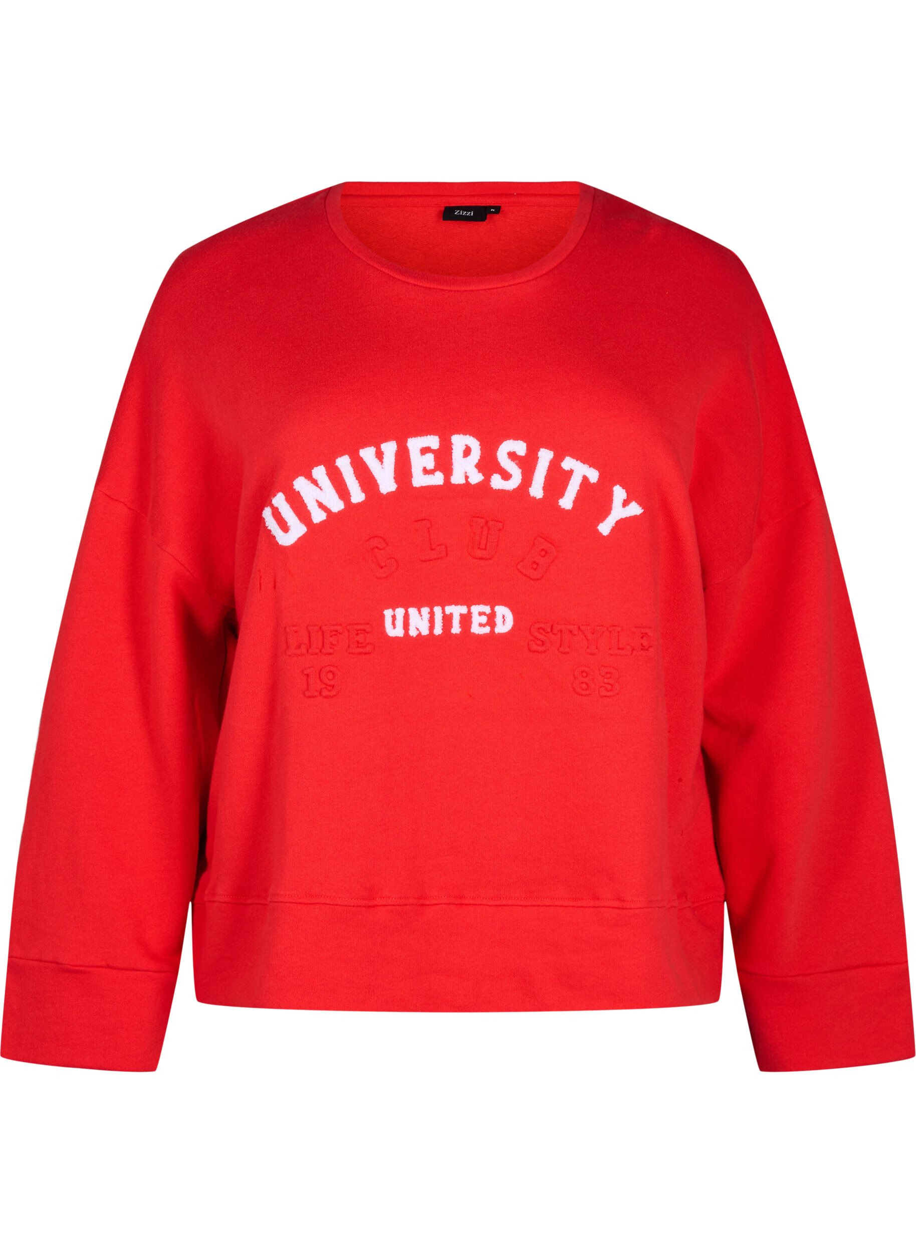 Zizzifashion Sweatshirt with embossed text design, Red, Packshot image number 0
