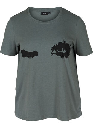 Short-sleeved nightshirt with print, Balsam Green, Packshot image number 0