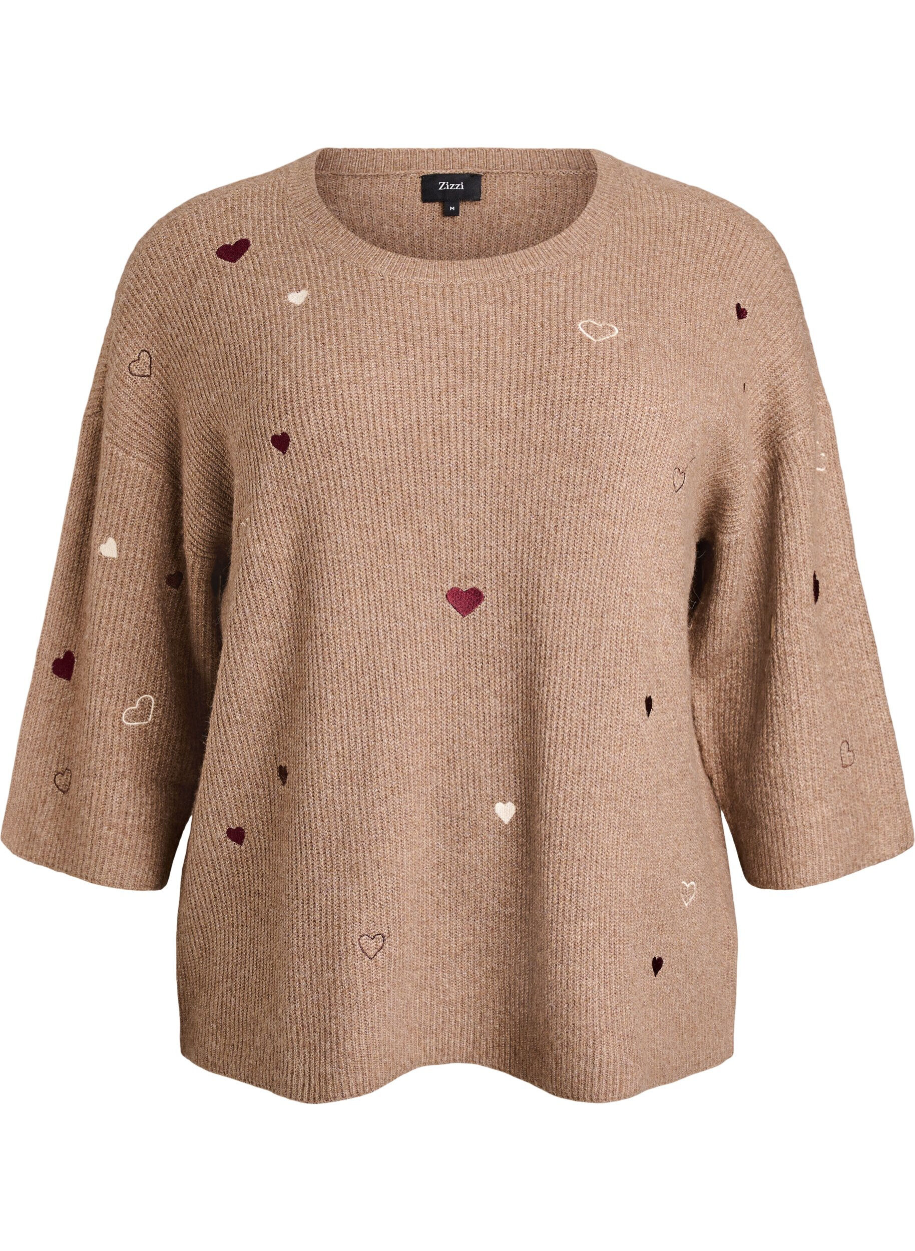 Jumper with hearts and 3/4 sleeves