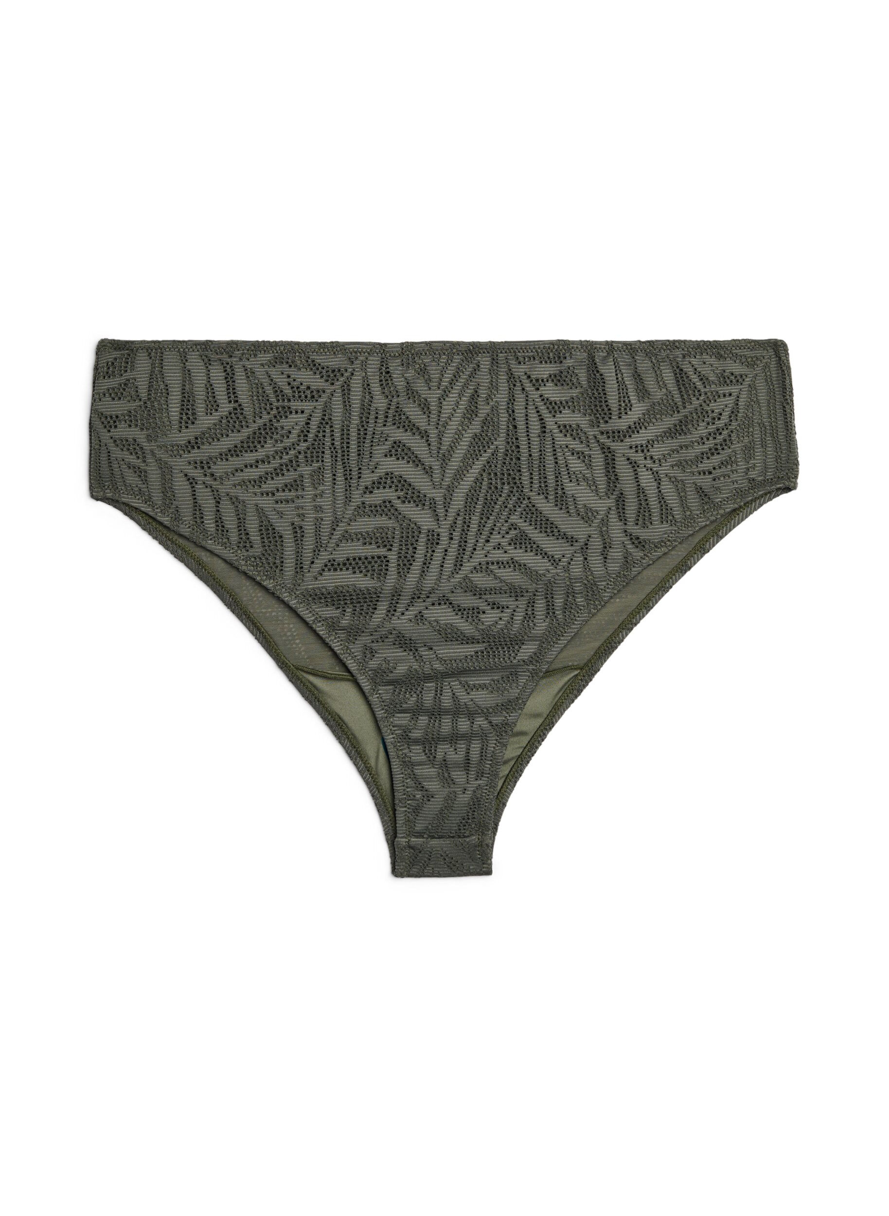Zizzifashion Brazilian bikini briefs in structured mesh, Green, Packshot image number 0