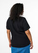 FLASH - Short-sleeved blouse with texture, Black, Model image number 2