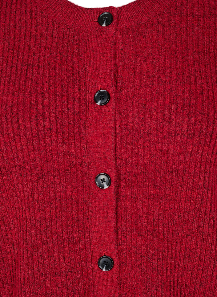 Rib knit cardigan with buttons, Red, Packshot image number 2