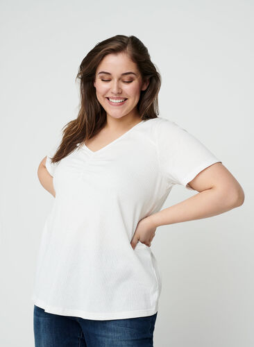 Short-sleeved V-neck t-shirt, Snow White, Model image number 0