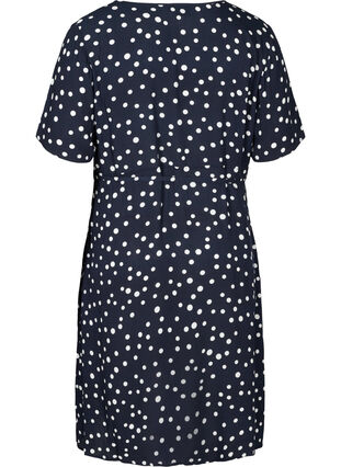 Short-sleeved, viscose wrap dress with dots, Night Sky Dot, Packshot image number 1