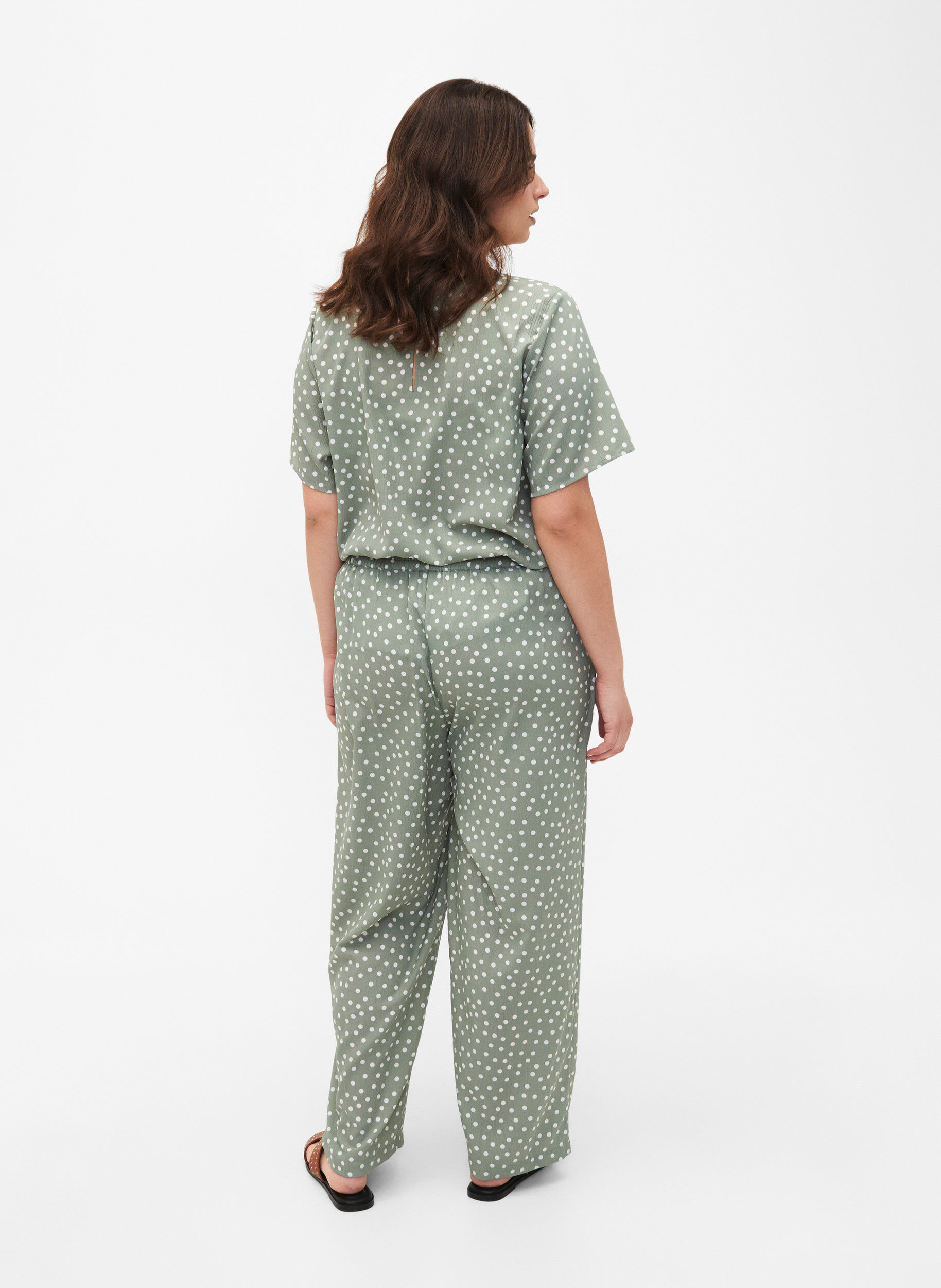 Zizzifashion FLASH - Pants with print and pockets, Iceberg Green Dot, Model image number 1