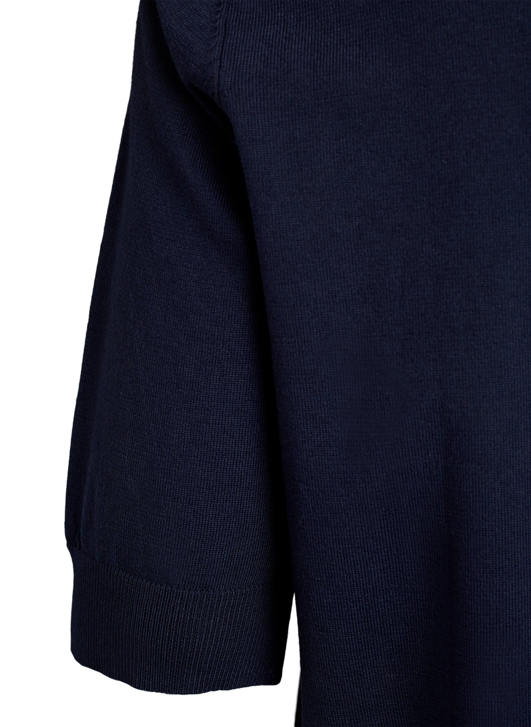 Zizzifashion FLASH - Fine-knit blouse with short sleeves, Blue, Packshot image number 3