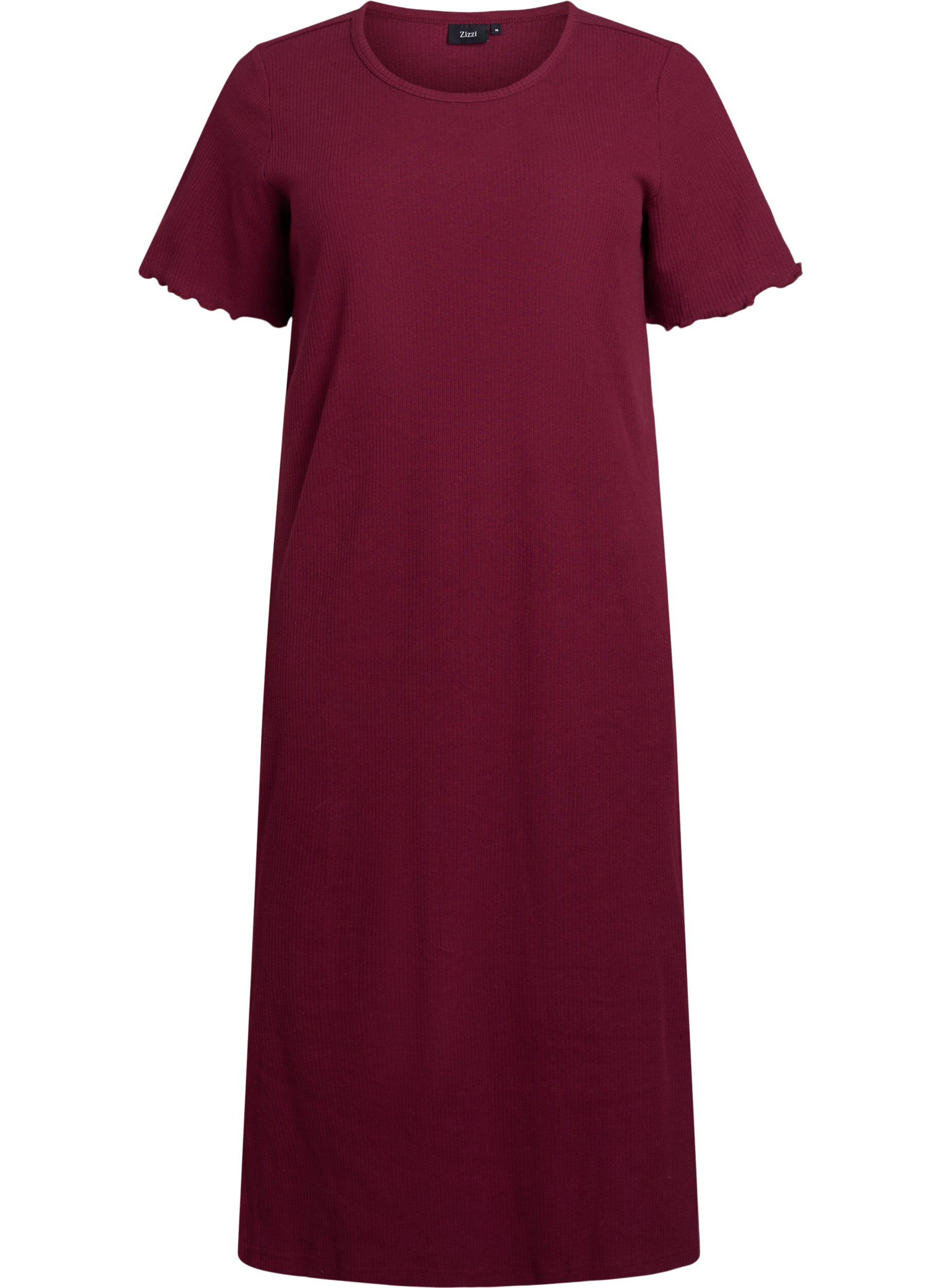 Zizzifashion Maxi dress in jersey with short sleeves, Dark Bordeaux, Packshot image number 0