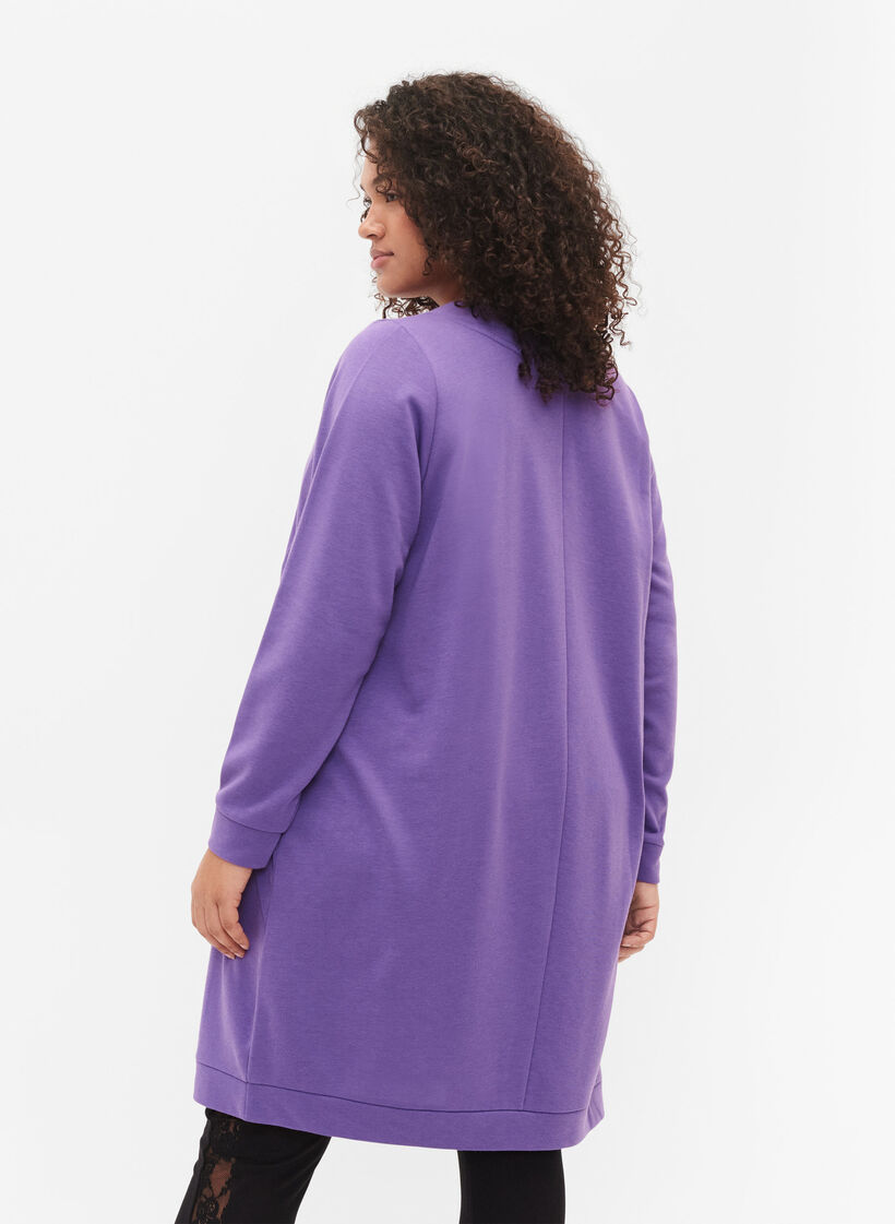 Sweatshirt dress with v-neckline, Deep Lavender, Model image number 1