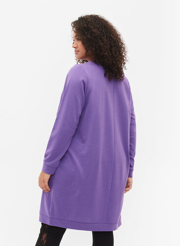 Sweatshirt dress with v-neckline, Deep Lavender, Model image number 1