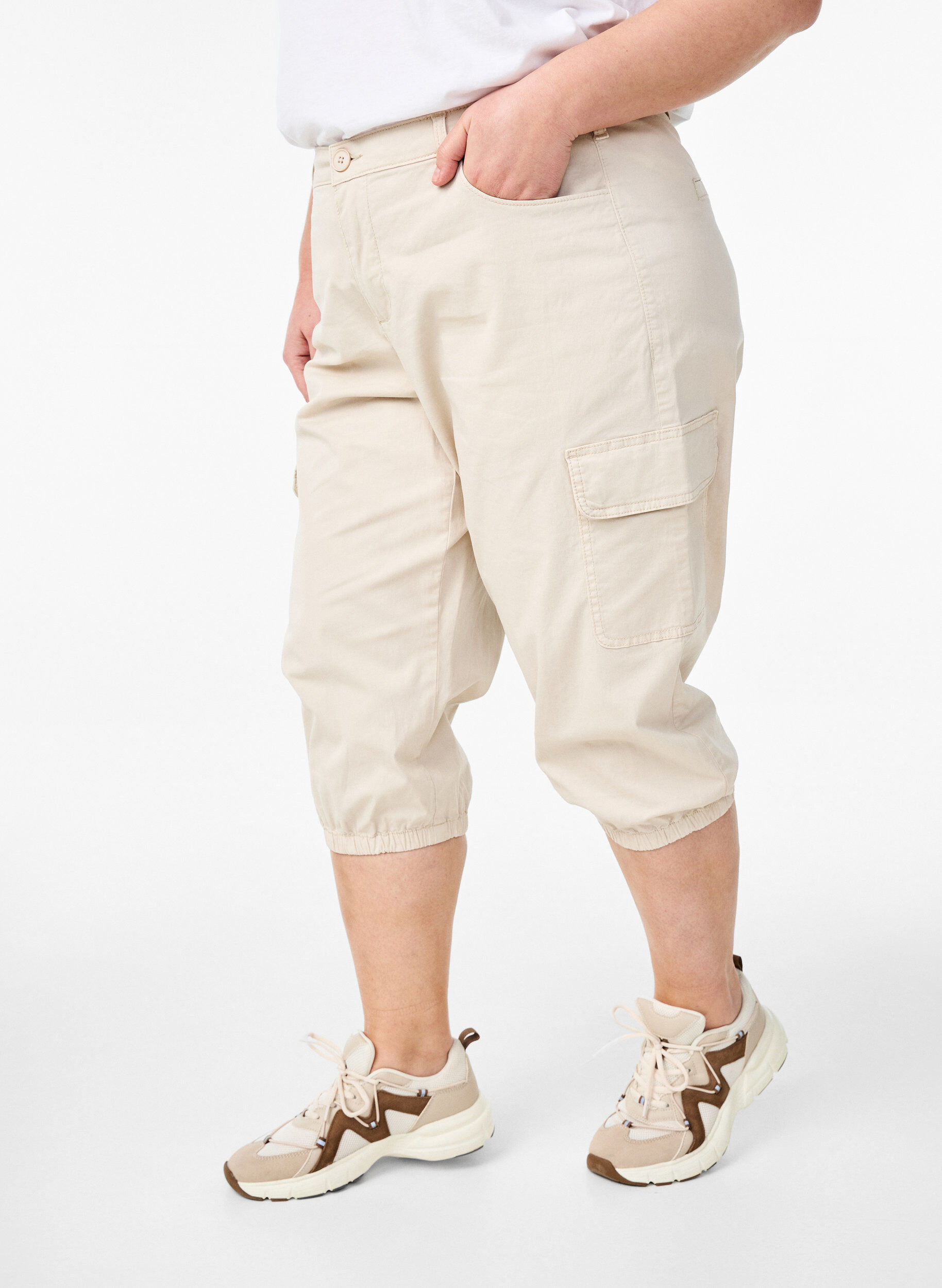 Zizzifashion Cargo knickers with high waist, Beige, Model image number 2