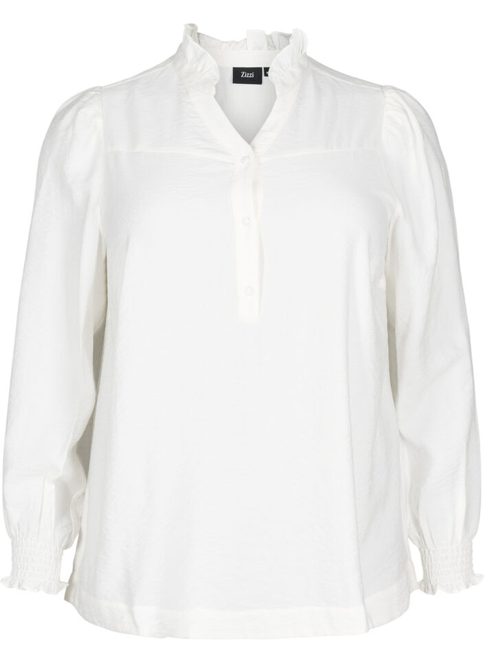 Blouse with ruffle collar, Vanilla, Packshot image number 0