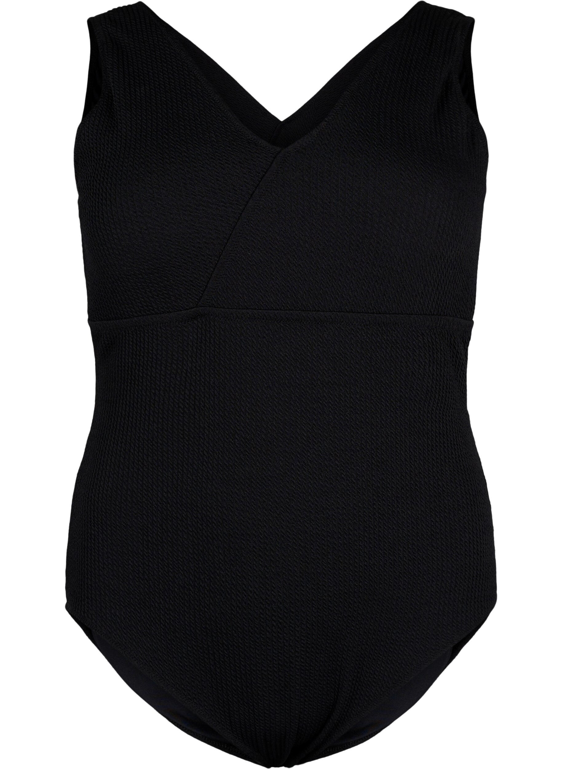 Zizzifashion Swimsuit with crepe structure and wrap effect, Black, Packshot image number 0