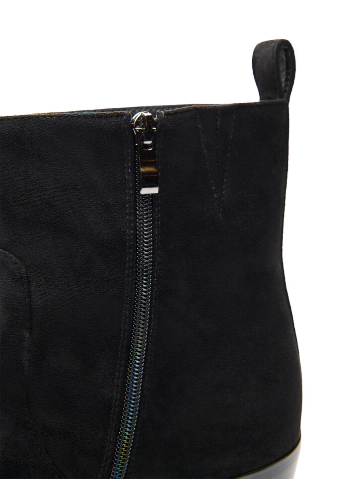 Long suede-look boot with a detachable shaft, Black, Packshot image number 5