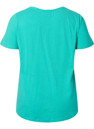 Basic plain cotton t-shirt, Aqua Green, Packshot image number 1