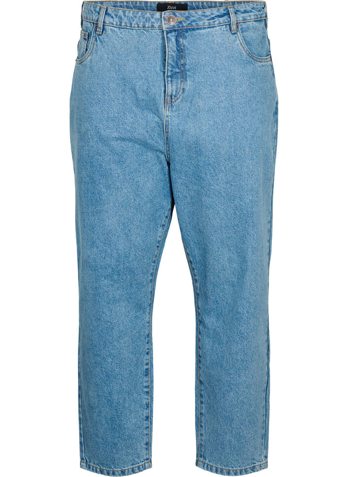 Cropped Mille jeans with high waist, Light blue denim, Packshot image number 0