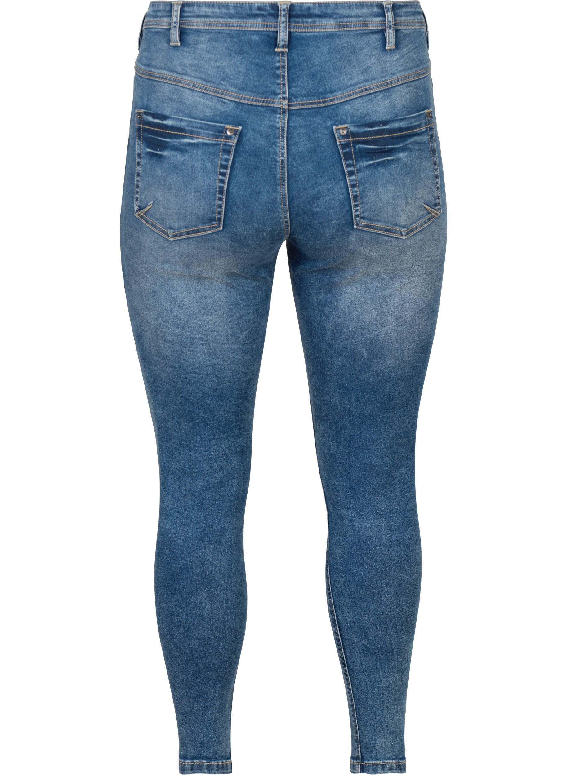 Zizzifashion Cropped Amy jeans with zipper detail, Blue, Packshot image number 1