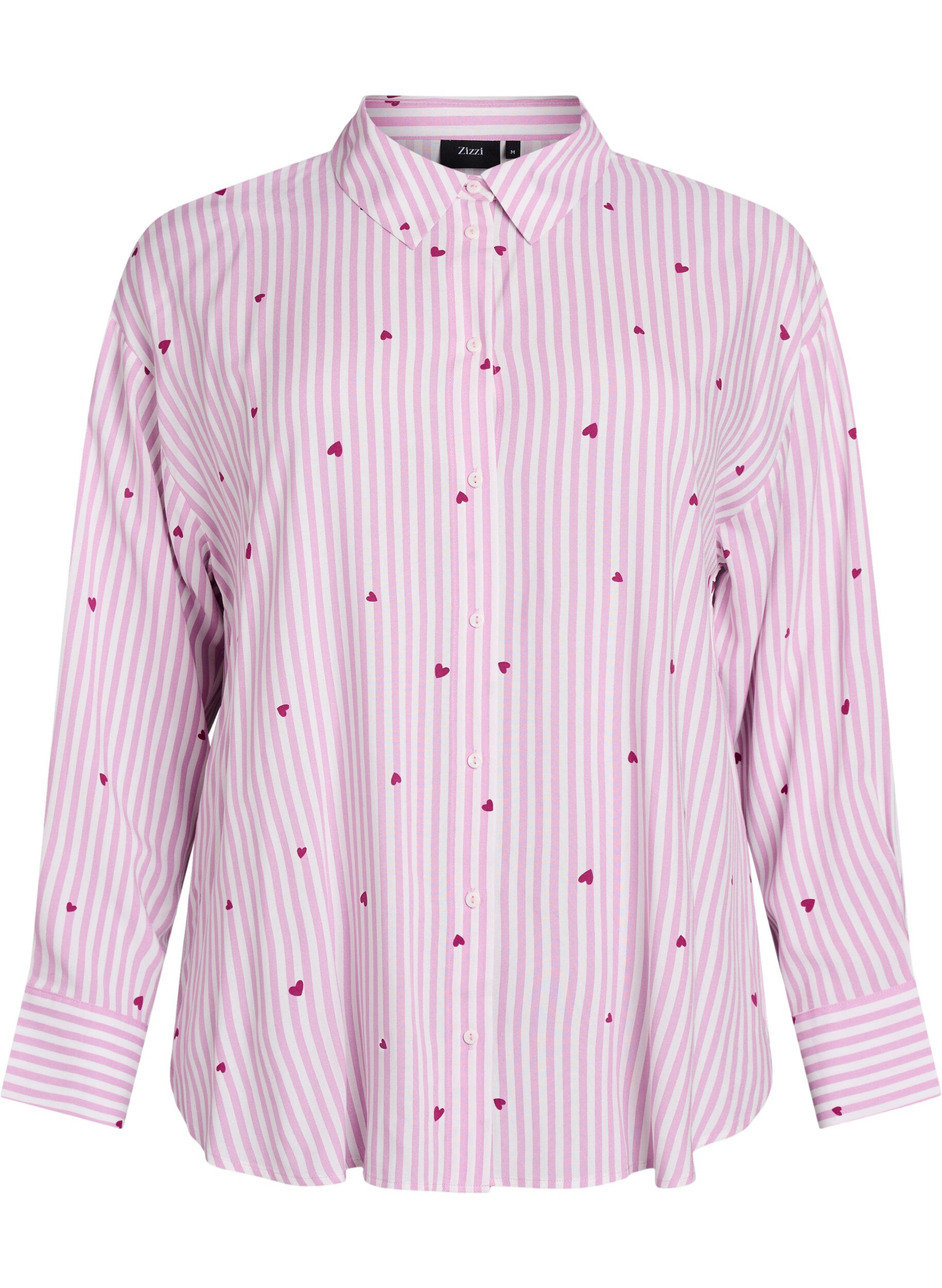Zizzifashion Nightshirt with stripes and hearts, Rose, Packshot image number 0