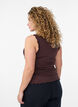 Tank top with lace trim and eyelet embroidery, Brown, Model image number 2
