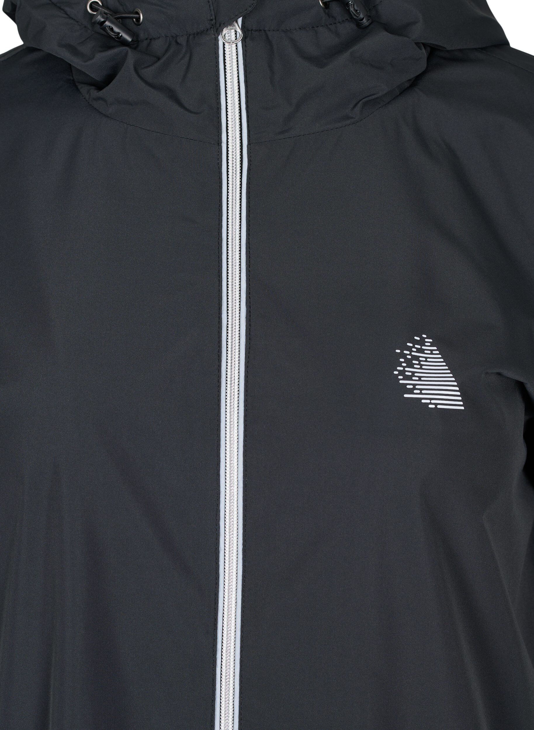 Zizzifashion Hooded rain jacket with reflective piping, Black, Packshot image number 2