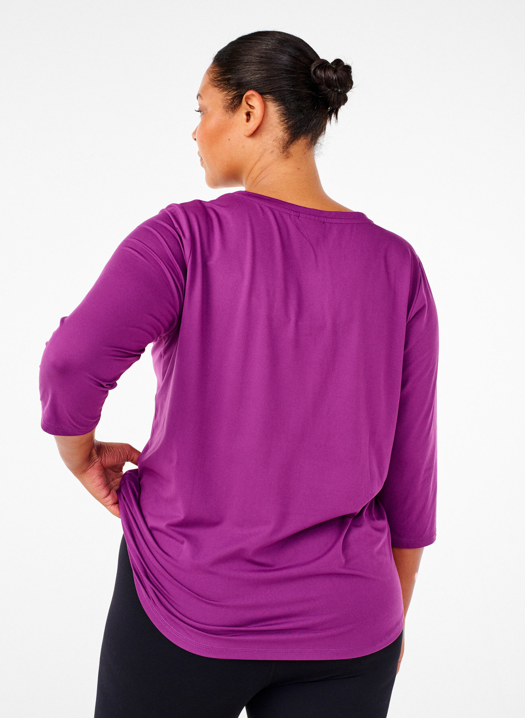 Zizzifashion Workout top with 3/4 sleeves, Purple, Model image number 1