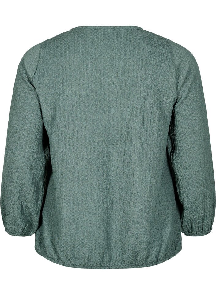 FLASH - Blouse with texture and long sleeves, Balsam Green, Packshot image number 1