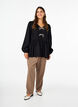 Blouse with pearl bows and long sleeves, Black, Model image number 3
