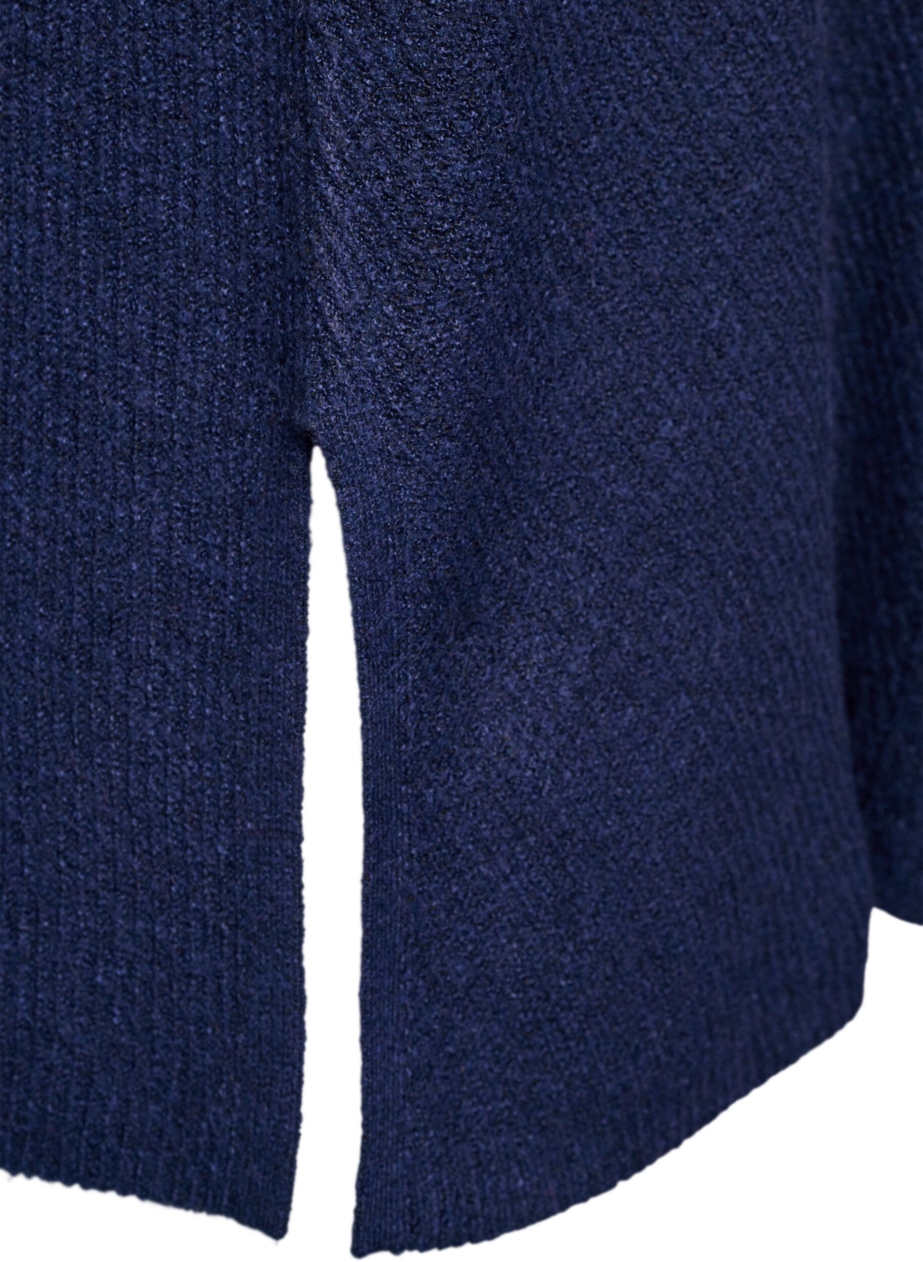 Zizzifashion Knitted jumper with a diagonal pattern and raglan sleeves, Blue, Packshot image number 3