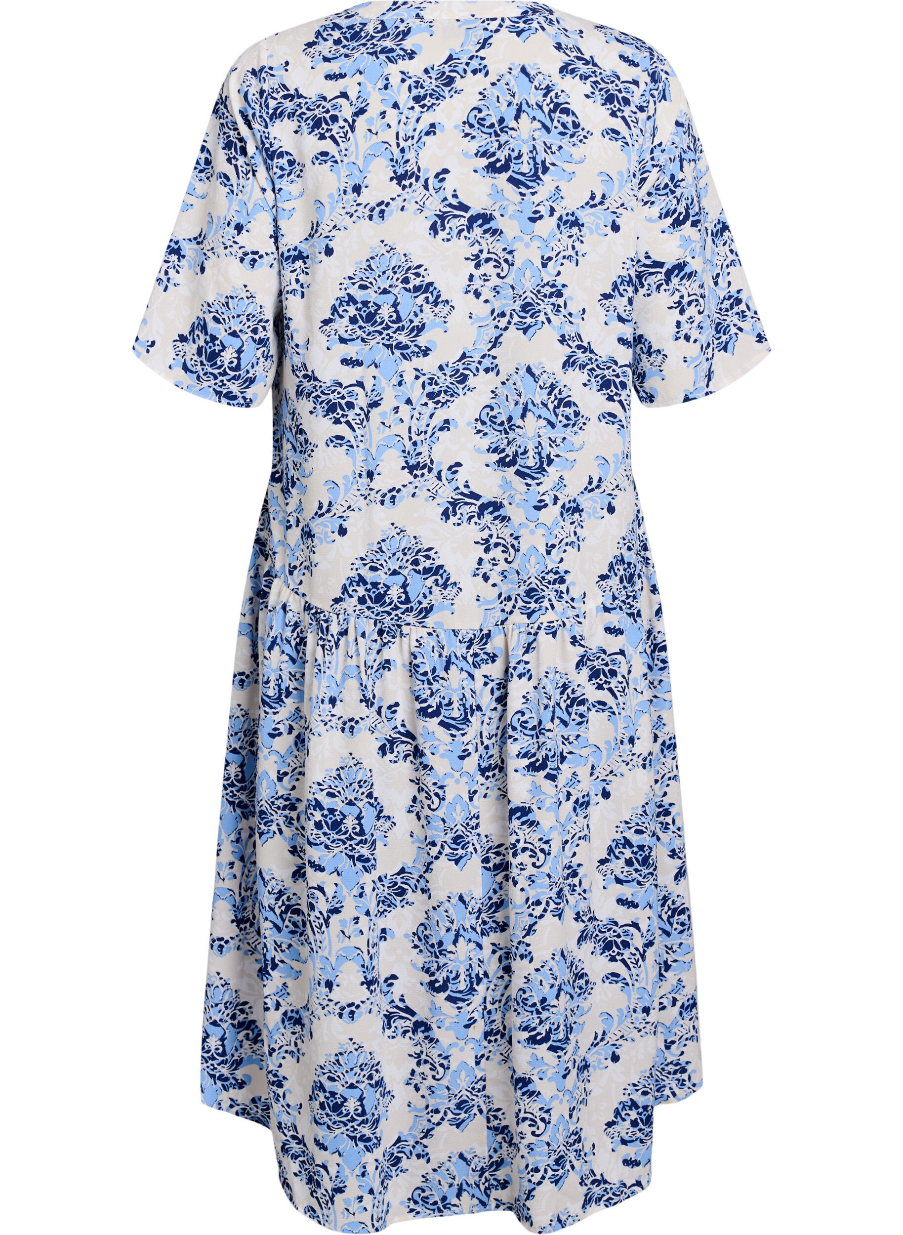 Zizzifashion A-line midi dress with short sleeves, Beige, Packshot image number 1