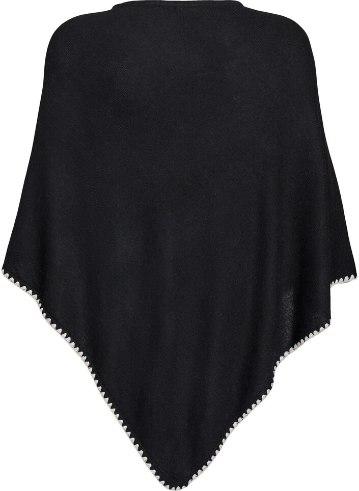 Fine-knit poncho, Black, Packshot image number 1