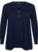 Long-sleeved t-shirt with V-neck and buttons, Blue, Packshot image number 0