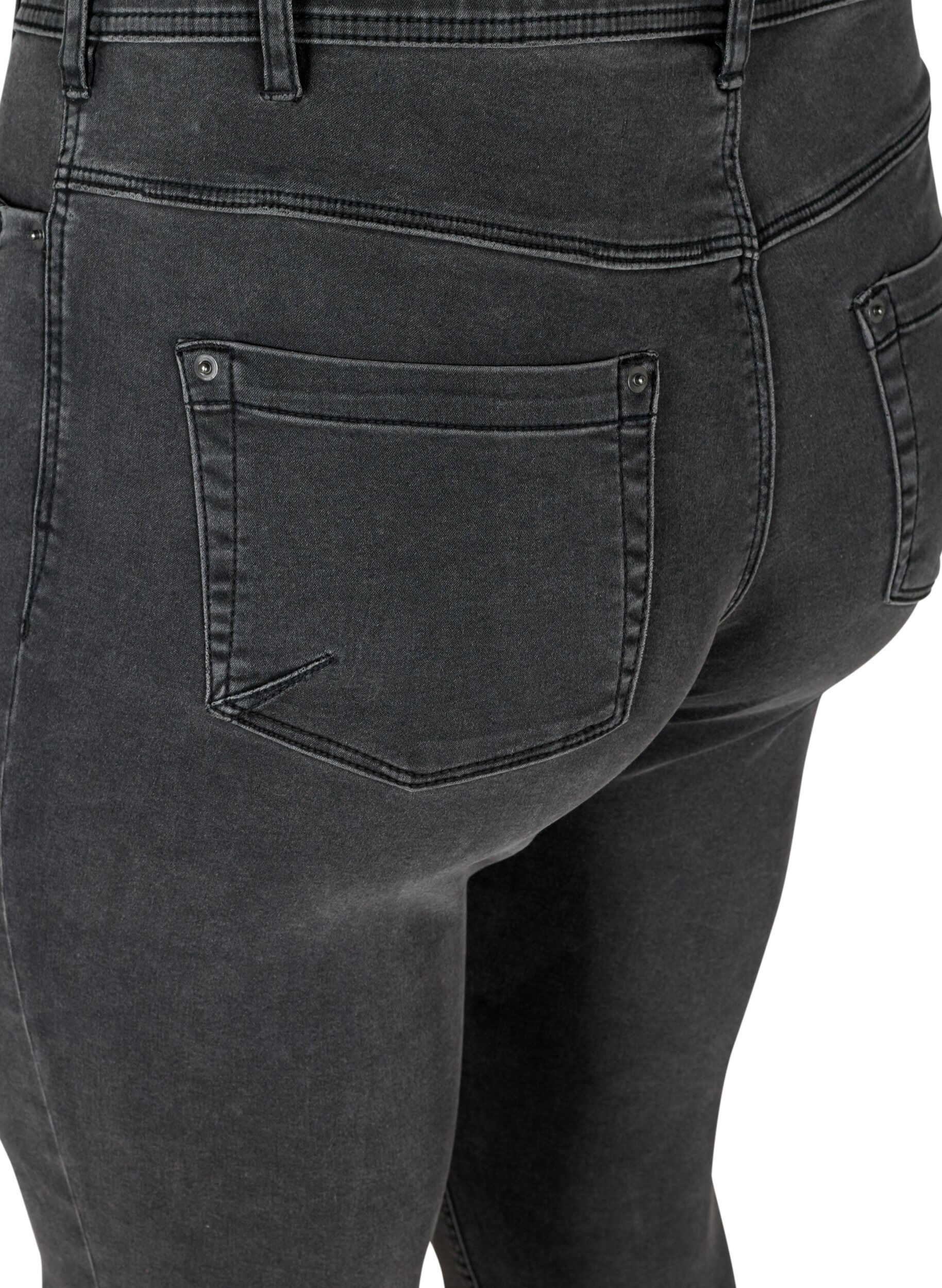 Zizzifashion Cropped Amy jeans with a zip, Grey, Packshot image number 3