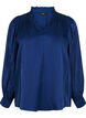 Long-sleeved blouse with ruffles and v-neck, Estate Blue, Packshot image number 0