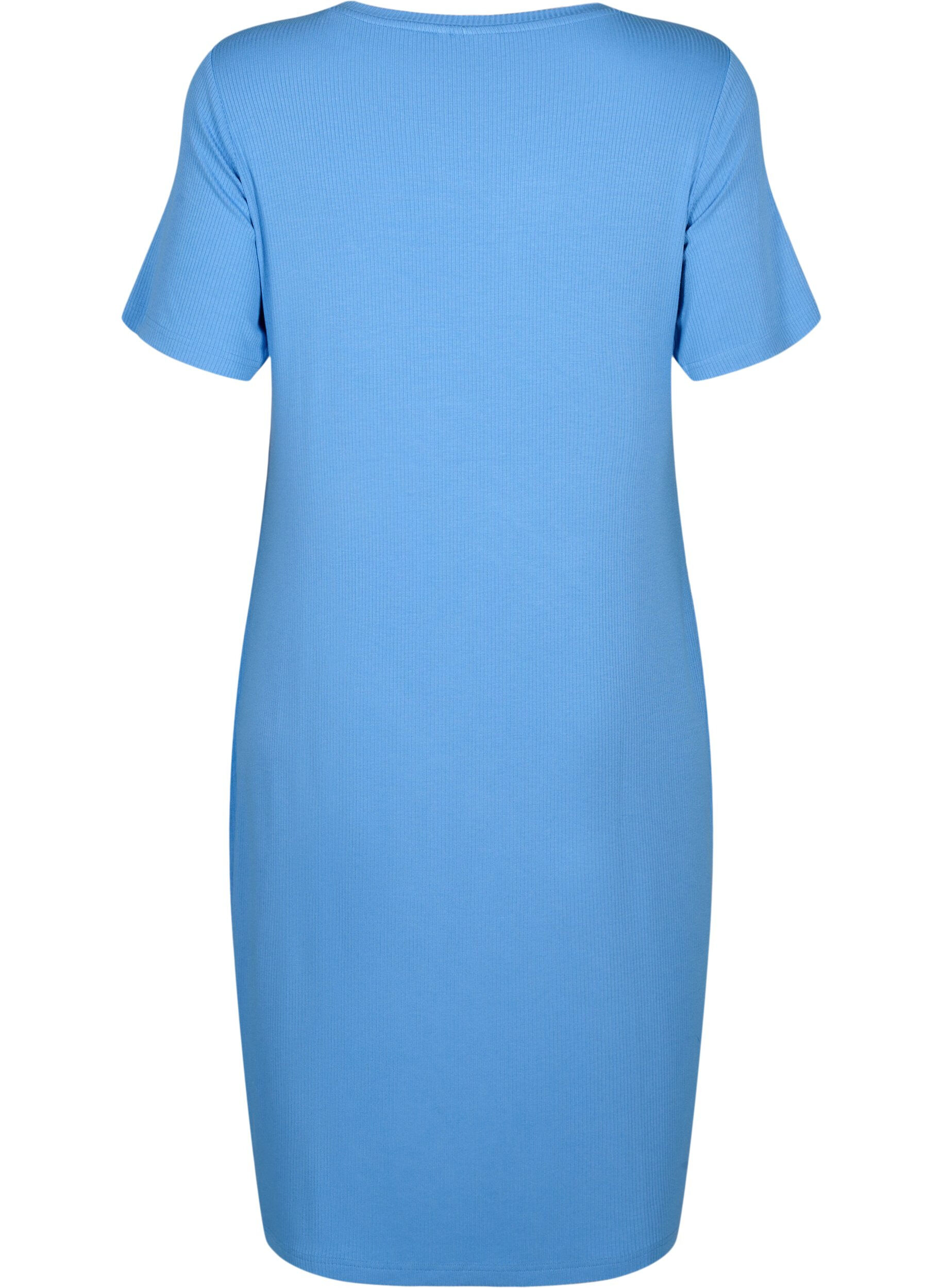 Zizzifashion Short-sleeved midi dress in viscose rib quality, Marina, Packshot image number 1