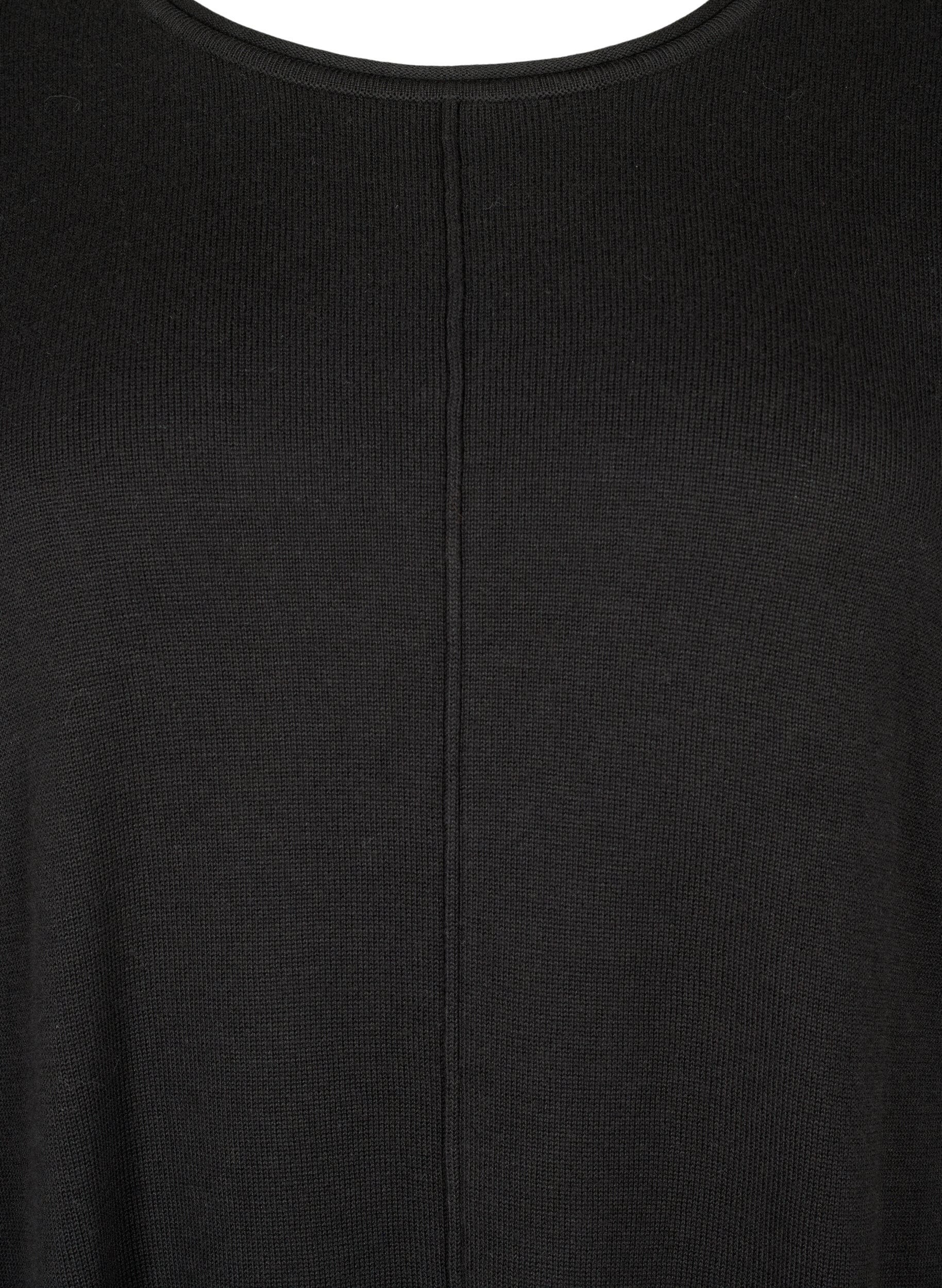 ZizzifashionKnitted blouse in cotton-viscose blend, Black, Packshot image number 2