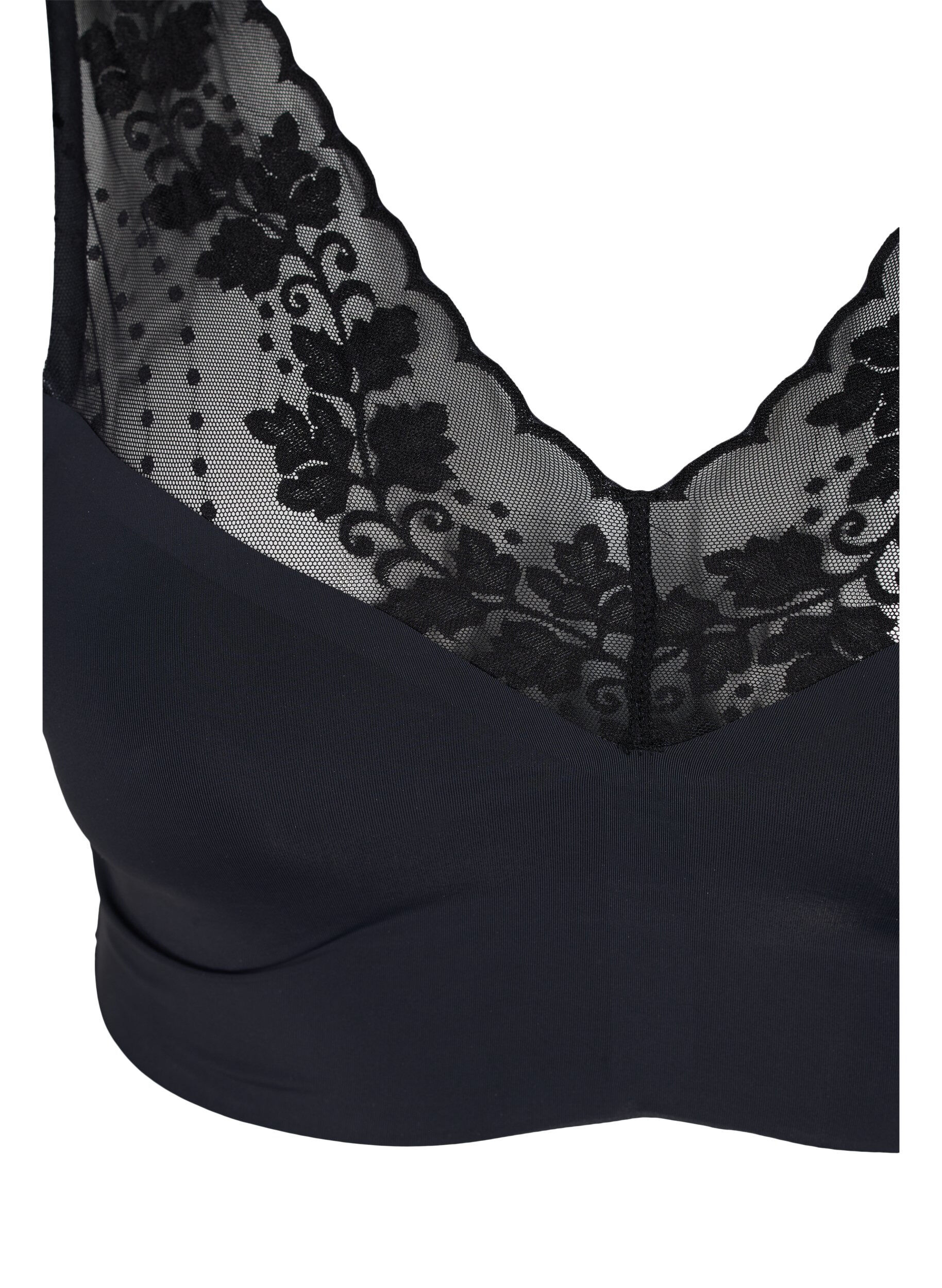 Zizzifashion Soft bra with lace straps, Black, Packshot image number 2