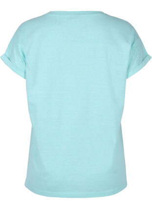 Mottled t-shirt in cotton, Aqua Splash Melange, Packshot image number 1