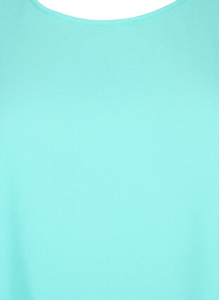 Blouse with short sleeves and a round neckline, Turquoise, Packshot image number 2